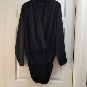Black faux wrap bodysuit